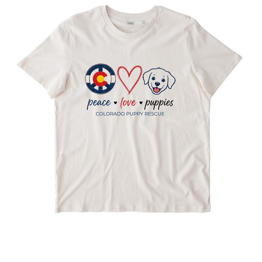 Peace, Love, Puppies T-Shirt, a Vintage White Stanley/Stella Unisex Crafter Tee