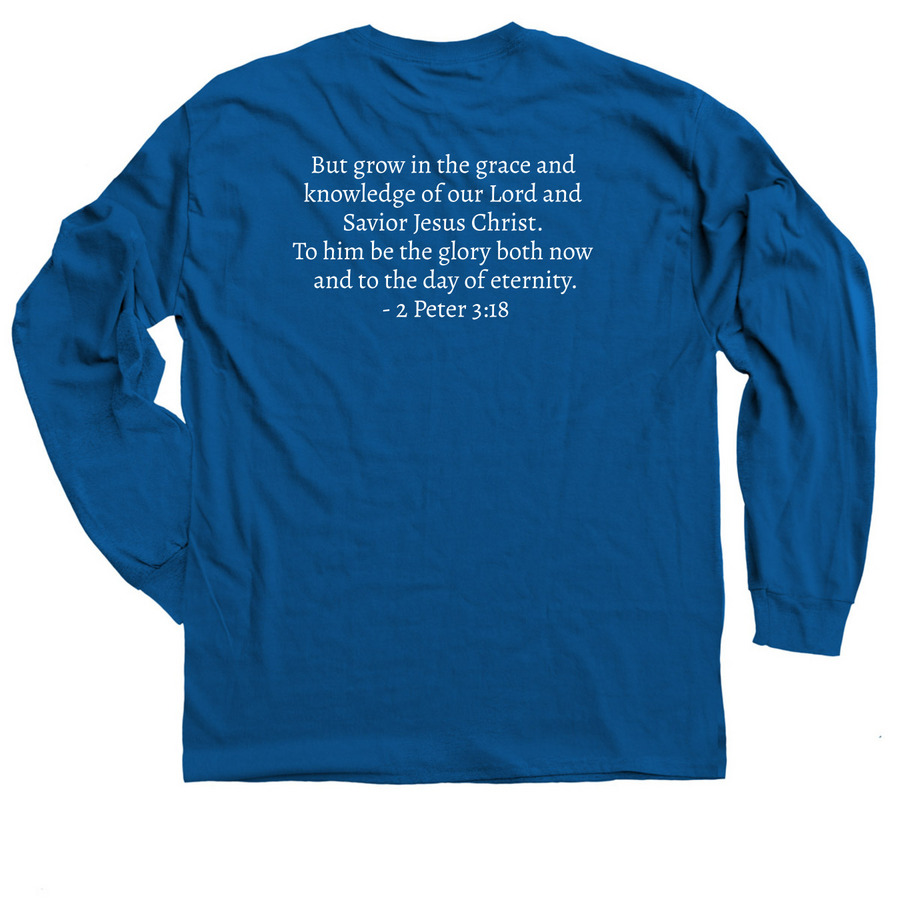 Charis House Shirt, a Royal Blue Classic Long Sleeve Tee (back-view)