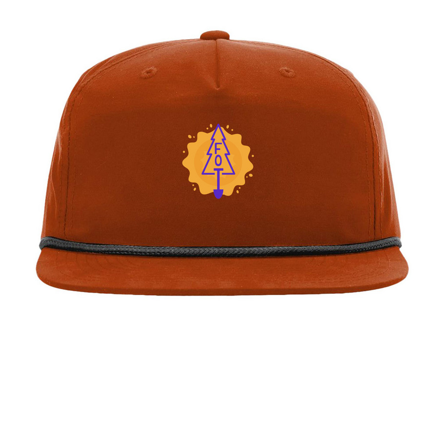Friends of Trees ~ Sunburst Hats, a Dark Orange/ Black Printed Umpqua Snapback Cap