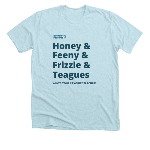 Who's your favorite teacher? (Dark Text), a Heather Ice Blue Premium Unisex Tee