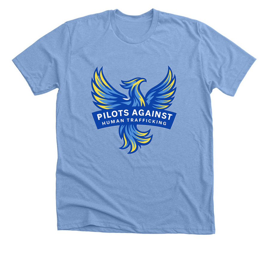 Pilots against Human Trafficking Tees, a Heather Carolina Blue Premium Unisex Tee