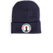 KBOO Beanie: Round Logo, a Navy Cuffed Beanie