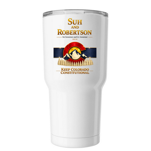 Suh/Robertson Tumbler, a White Insulated Tumbler