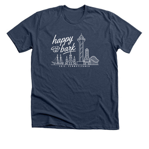 Hometown Happy, a Heather Navy Premium Unisex Tee