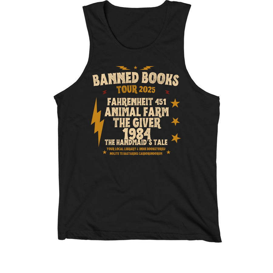 Banned Books Tour 2025, a Black Premium Cotton Tank