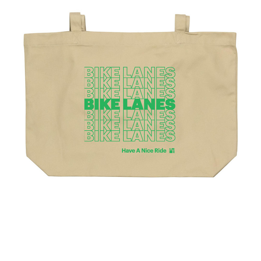 Bike Lanes Tote, a Oyster Large Organic Cotton Tote Bag