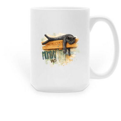 Monday Vibes, a White Large Coffee Mug