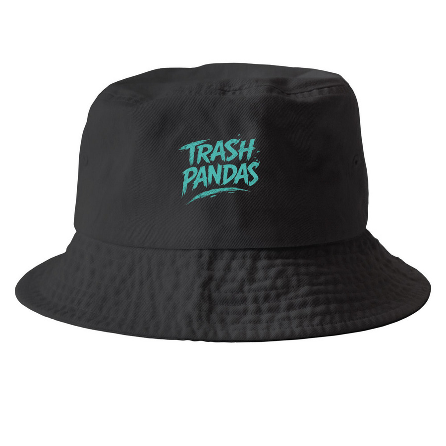Teal Hats, a Black Printed Bucket Hat
