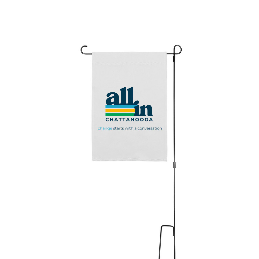 change starts with a conversation- yard flags, a White 12" x 18" Yard Flag with Stake