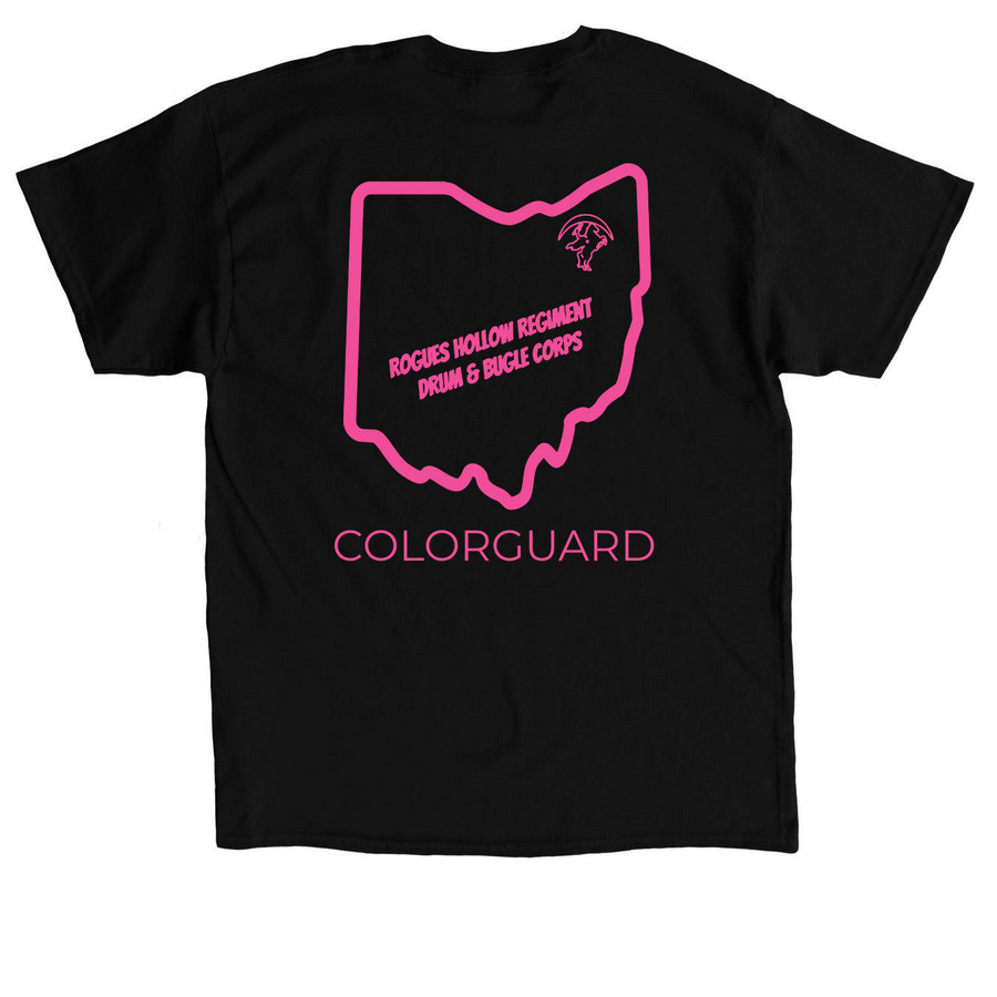 Rogues Hollow- pink logo :)&nbsp;, a Black Classic Unisex Tee (back-view)