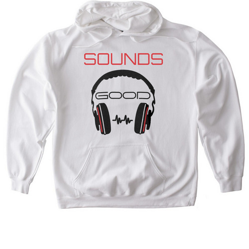 Mediazew Sounds Good Hoodie&nbsp;, a White Gildan Softstyle Pullover Hoodie