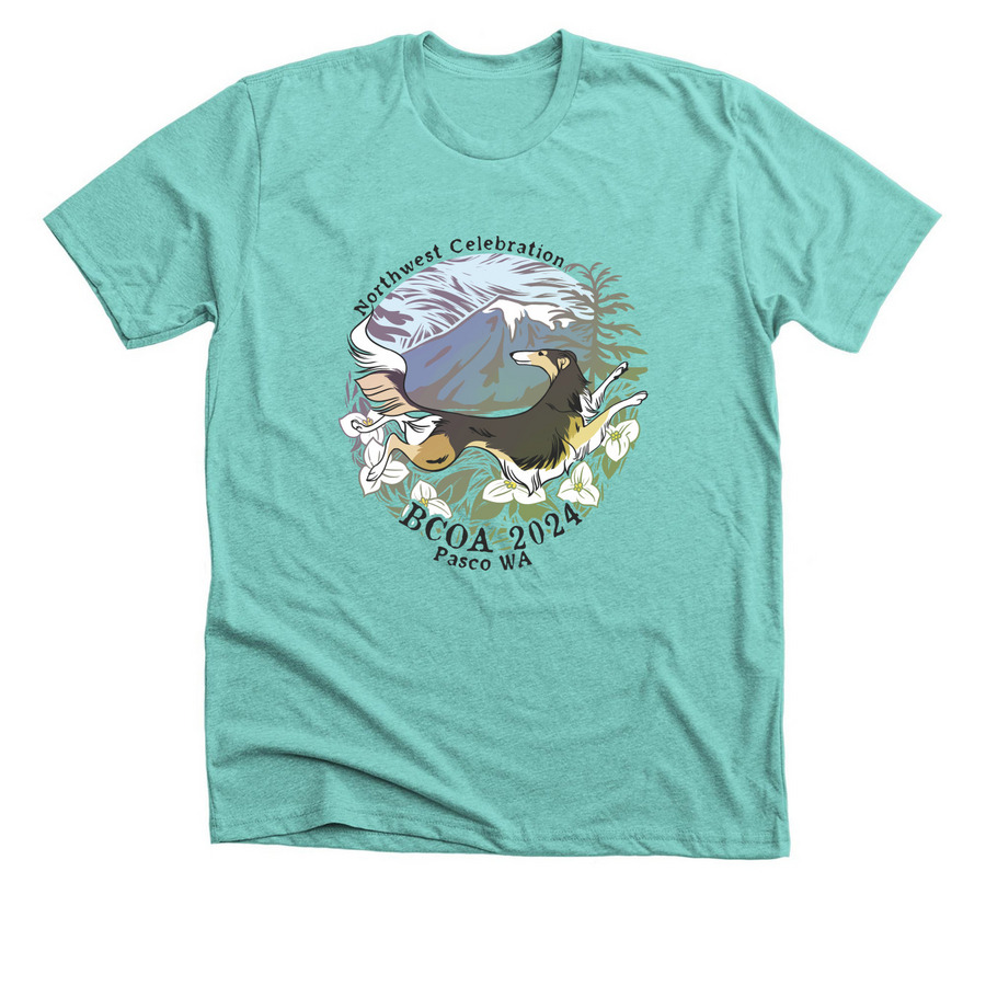 2024 National Specialty Logo, a Heather Sea Green Premium Unisex Tee