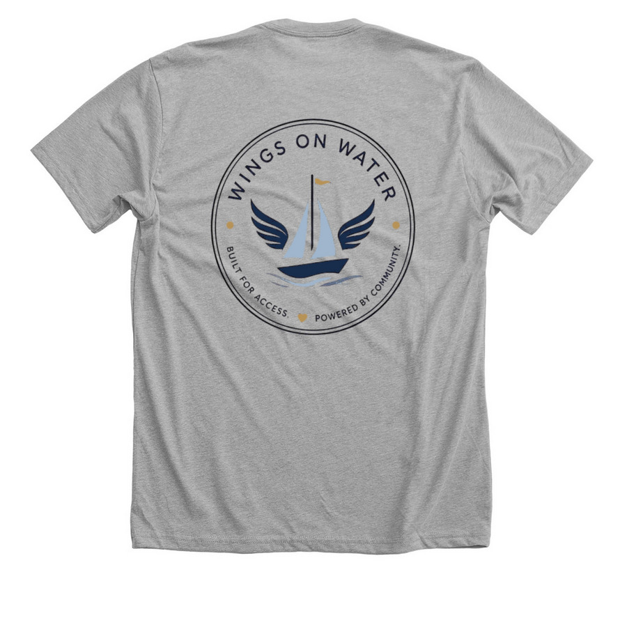 Wings on Water Alternative Design 2, a Athletic Heather Premium Unisex Tee (back-view)