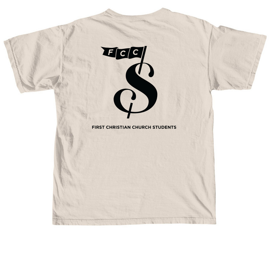 FCC Students Logo Tops (Black Design), a Ivory Comfort Colors Unisex Tee (back-view)
