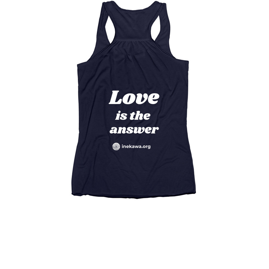 Love Is the Answer, a Navy Women's Racerback (back-view)