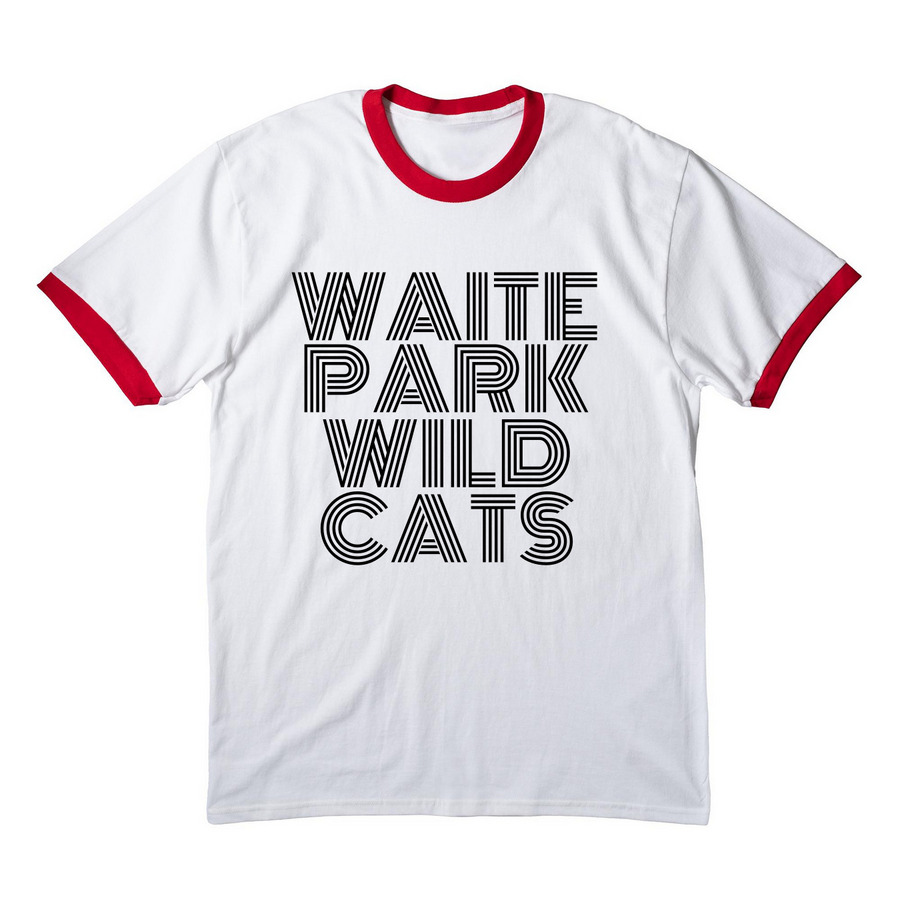 Adult Sizes, a White/ Red Cotton Ringer Tee