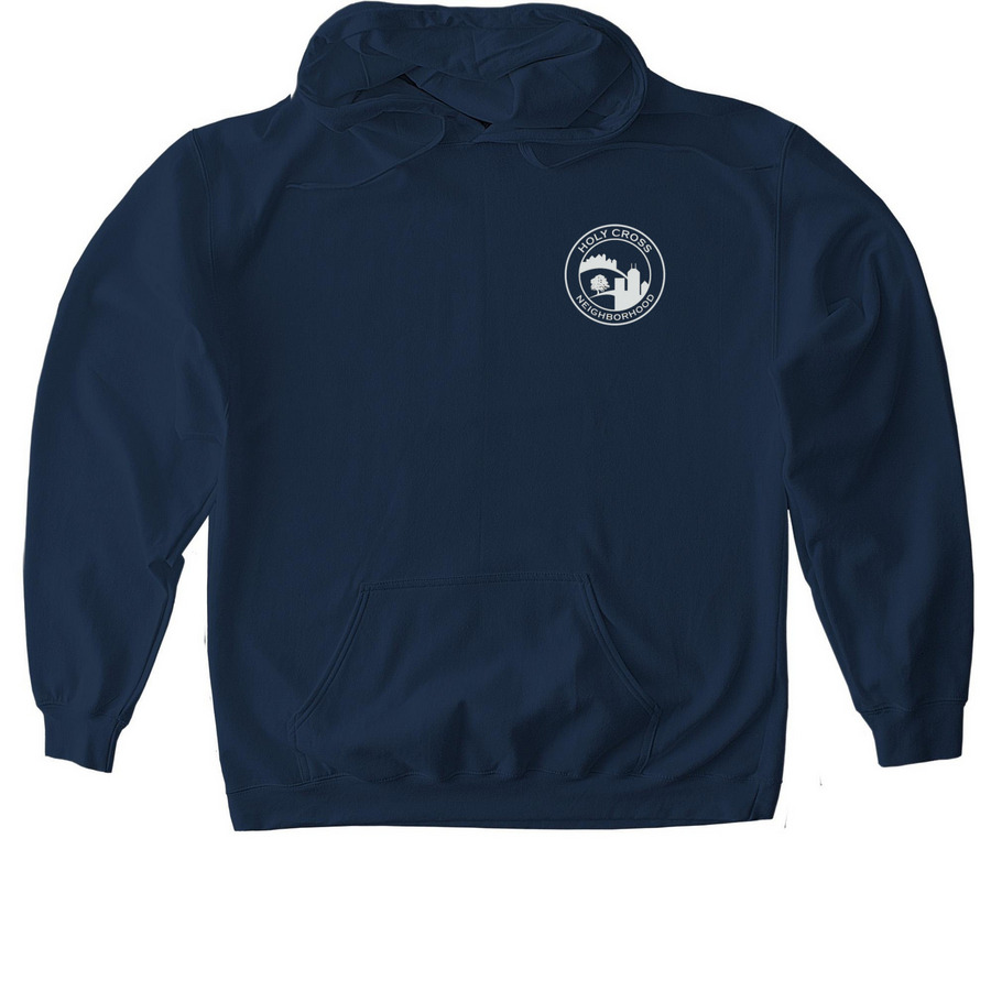 Holy Cross Neighborhood, a Navy Gildan Softstyle Pullover Hoodie