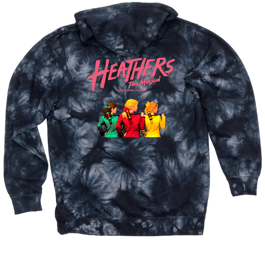 Heathers the Musical Merch, a Black Tie Dyed Pullover Hoodie (back-view)