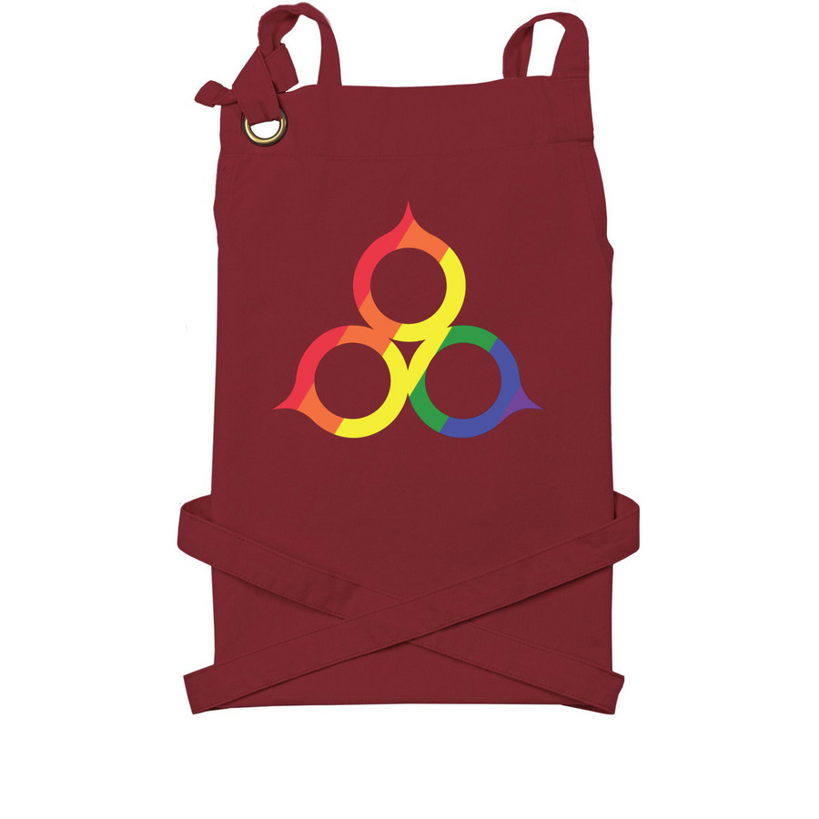 Trinity Rainbow Apron, a Burgundy Cotton Canvas Pocket Apron