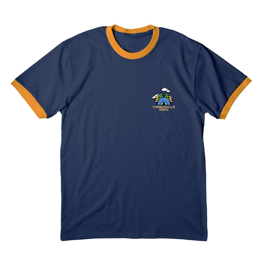 Cornch*lla 10th Anniversary, a Navy/ Gold Cotton Ringer Tee