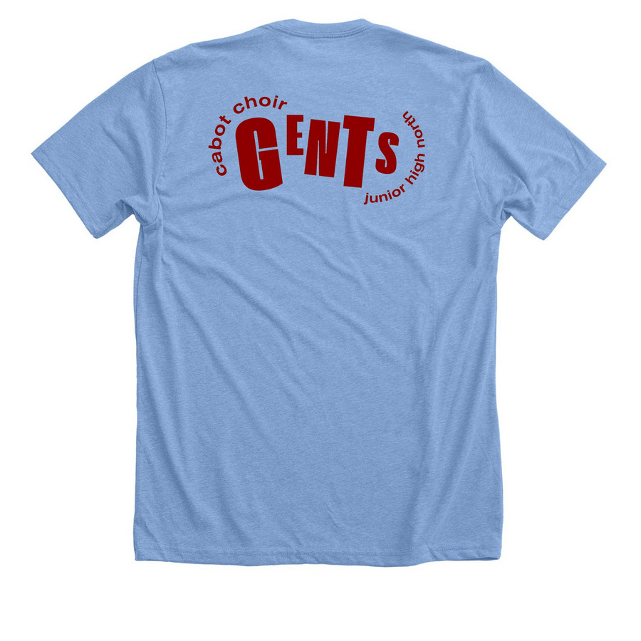 Gents Crazy Letters Logo, a Heather Carolina Blue Premium Unisex Tee (back-view)