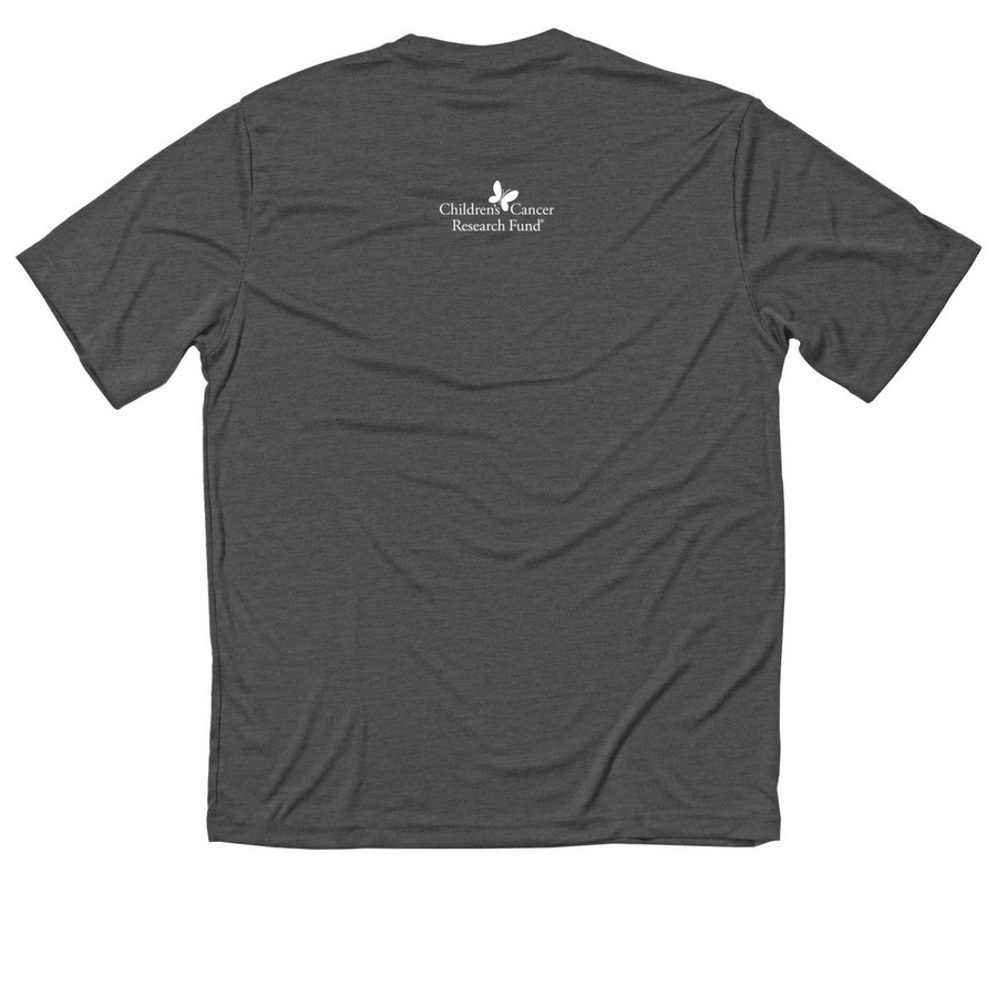 Cancer Fighting Athletic Shirt, a Iron Grey Heather Classic Performance Tee (back-view)