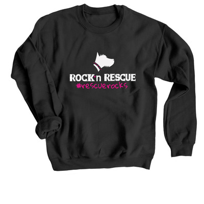 #RescueRocks, a Black Crewneck Sweatshirt