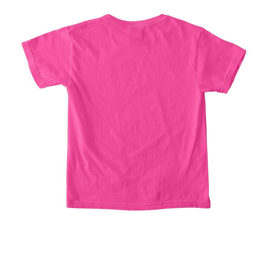 Dazzle Pops-Child, a Neon Pink Comfort Colors Youth Tee (back-view)