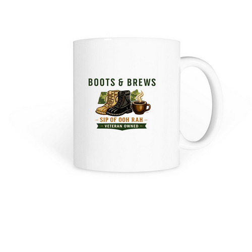 Boots & Brews&nbsp;, a White Coffee Mug