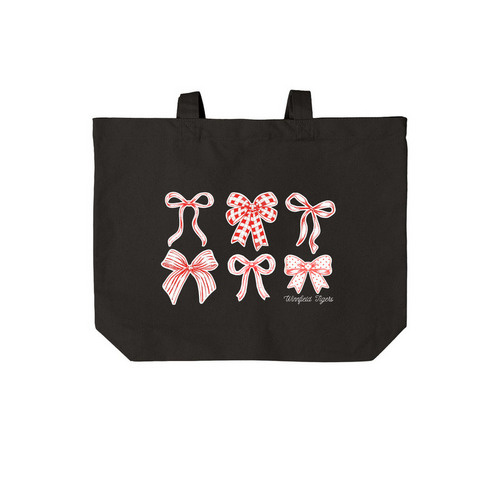 Bows, Winnfield Tigers, tote, a Deep Black Cotton Canvas Tote Bag