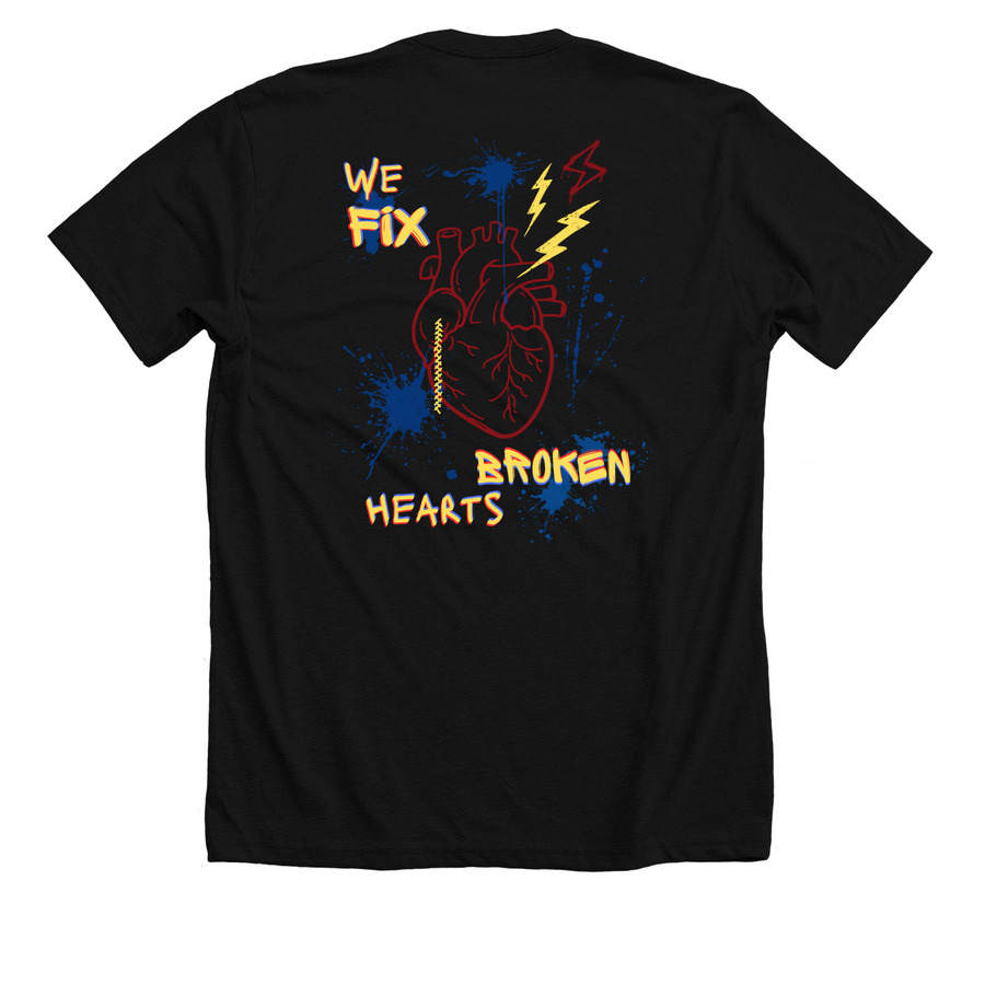 Heart Fixers, a Solid Black Blend Premium Unisex Tee (back-view)