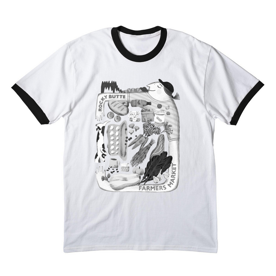 2026 Market Tees & Sweatshirts, a White/ Jet Black Cotton Ringer Tee