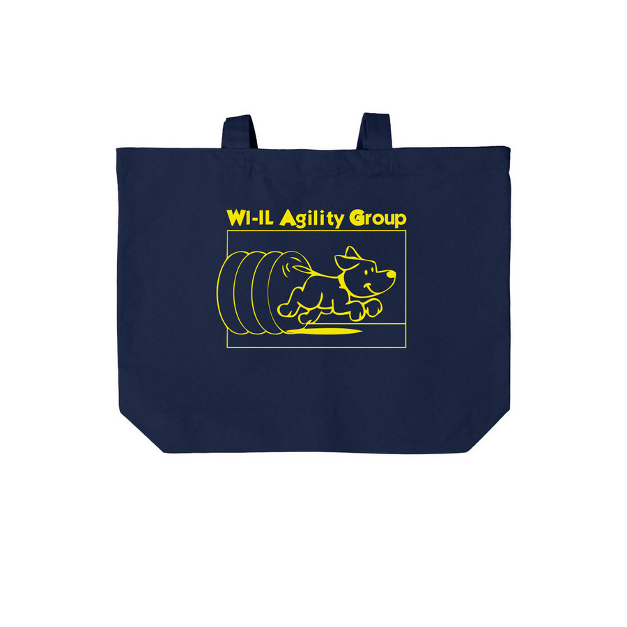 Tote Bags - Yellow Logo, a River Blue Navy Cotton Canvas Tote Bag