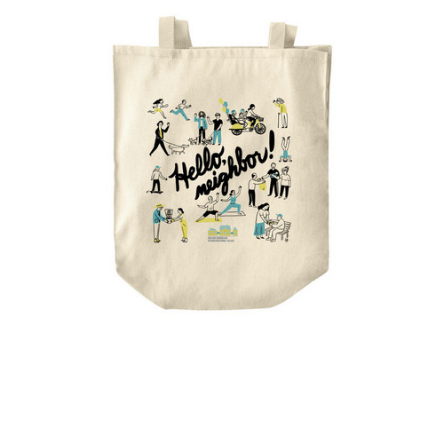 Hello, Neighbor! GBIV Tote, a Natural Over-the-Shoulder Shopping Tote Bag