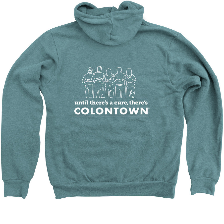 "Until there's a cure", a Heather Deep Teal Zip Up Hoodie (back-view)