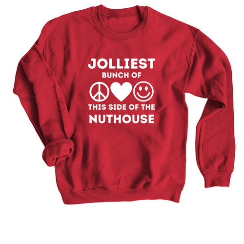 Holiday Nuthouse (LSAM) | jolliest, a Red Crewneck Sweatshirt