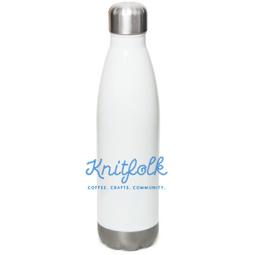 Knitfolk Water Bottle, a White Stainless Steel Water Bottle