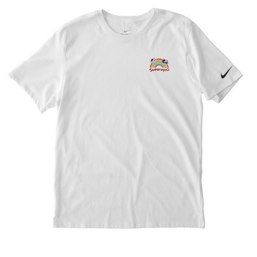 SuperMoo Activewear Shirts & Sweatshirts, a White Nike Dri-FIT Jersey Blend Performance Tee