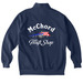 Volunteer sweatshirt - White text, a True Navy Comfort Colors Quarter Zip Pullover (back-view)