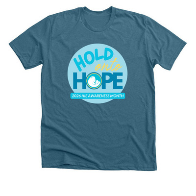 2026 HIE Awareness Month - Hold onto Hope, a Heather Deep Teal Premium Unisex Tee