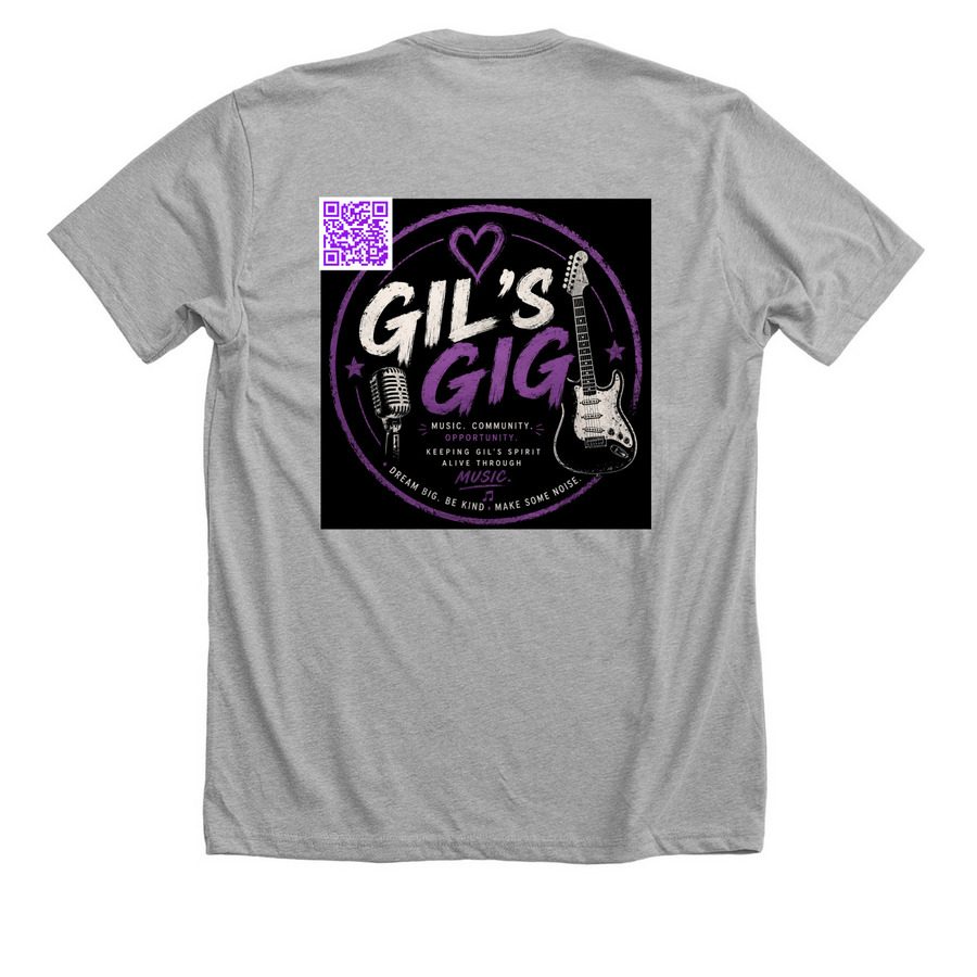 Gil's Gig, a Athletic Heather Premium Unisex Tee (back-view)