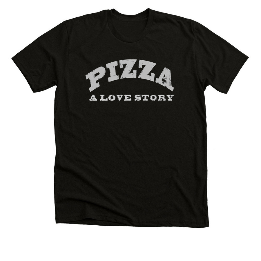 PIZZA A LOVE STORY - perfected, a Solid Black Blend Premium Unisex Tee