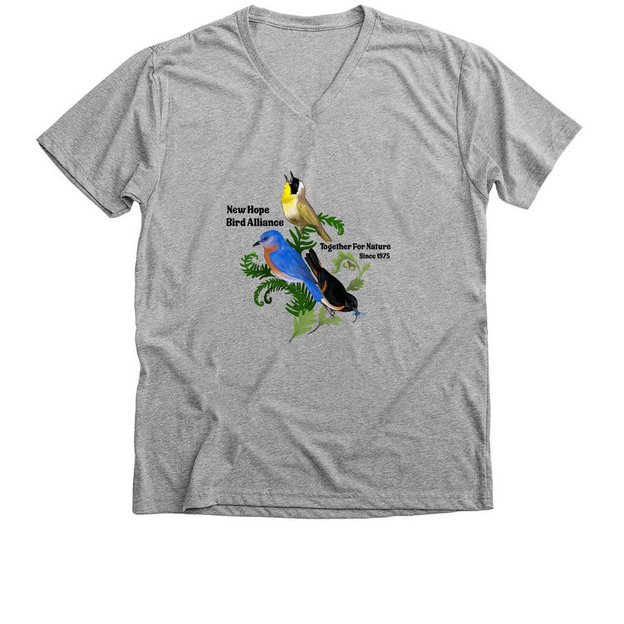 50 Years of New Hope Bird Alliance - Black, a Athletic Heather Premium V-Neck Tee