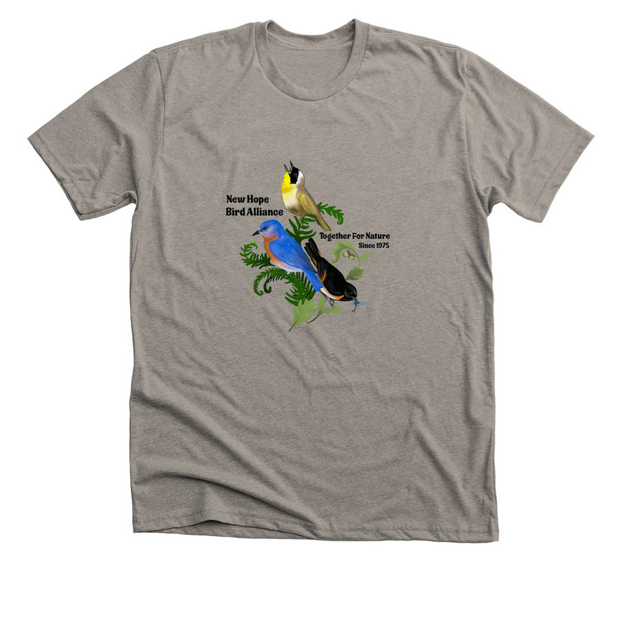 50 Years of New Hope Bird Alliance - Black, a Heather Stone Premium Unisex Tee