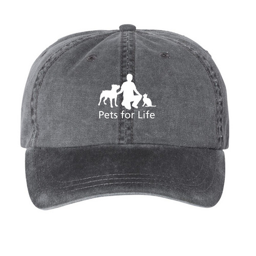 PFL Hats_White, a Black Printed Pigment Dye Baseball Cap