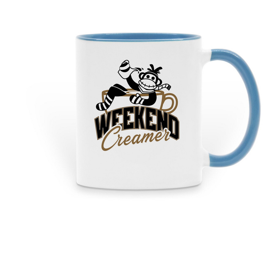 Coffee Custom's Mugs, a Light Blue Two-Tone Ceramic Mug