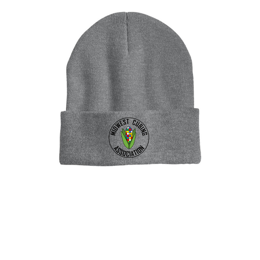 MCA Beanies, a Dark Heather Grey Printed Cuffed Beanie