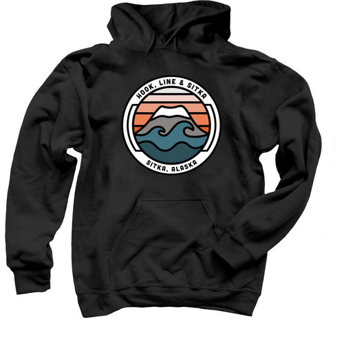 Hook, Line & Sitka Logo Merch, a Black Pullover Hoodie