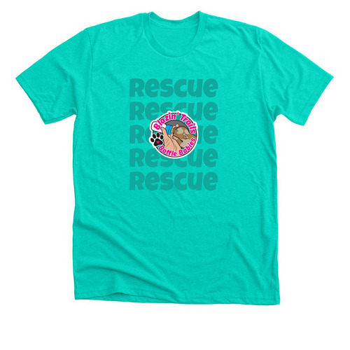 Rescue Rescue Rescue, a Heather Sea Green Premium Unisex Tee