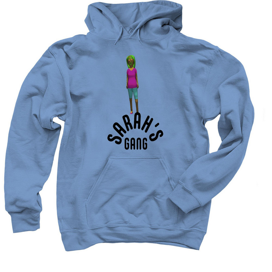 Black Sarah's Gang, a Carolina Blue Pullover Hoodie